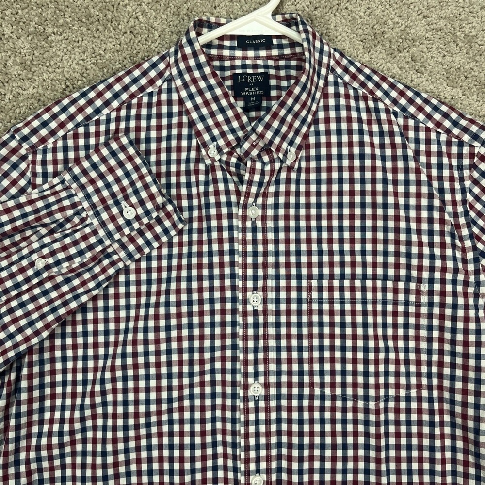 J.Crew Flex Washed Classic Fit Red Blue Plaid Button Down‎ Shirt Mens Medium